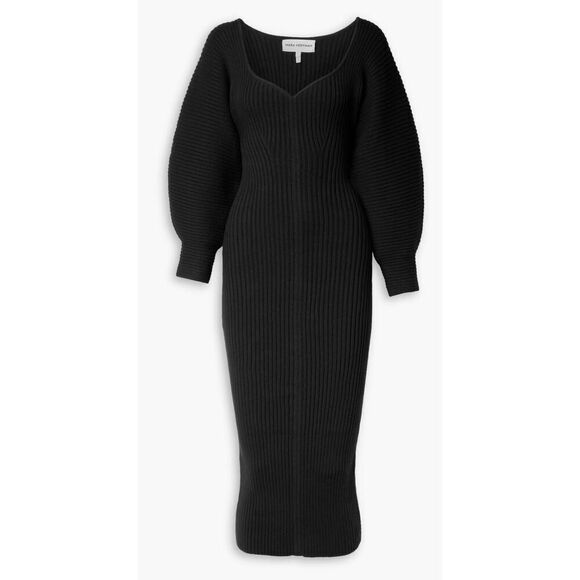 MARA HOFFMAN Marilyn ribbed organic cotton midi dress in Black NWT Size Medium - Picture 1 of 10